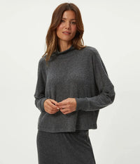 Michael Stars Wynn Mock Neck L/S - Charcoal