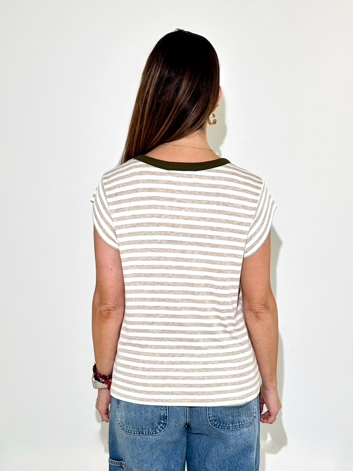 Michael Stars Tanya Tee - Oatmeal-Hand In Pocket