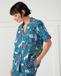 Print Fresh Must Love Dogs Short Set - Blue-Hand In Pocket