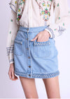 Berenice Janice Short denim skirt with woven pockets-Hand In Pocket