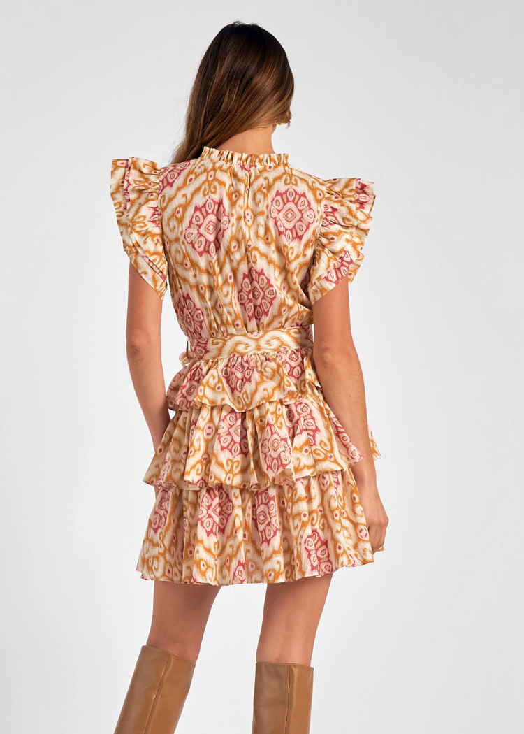 Elan Gracie Ruffle Sleeve Dress-Hand In Pocket