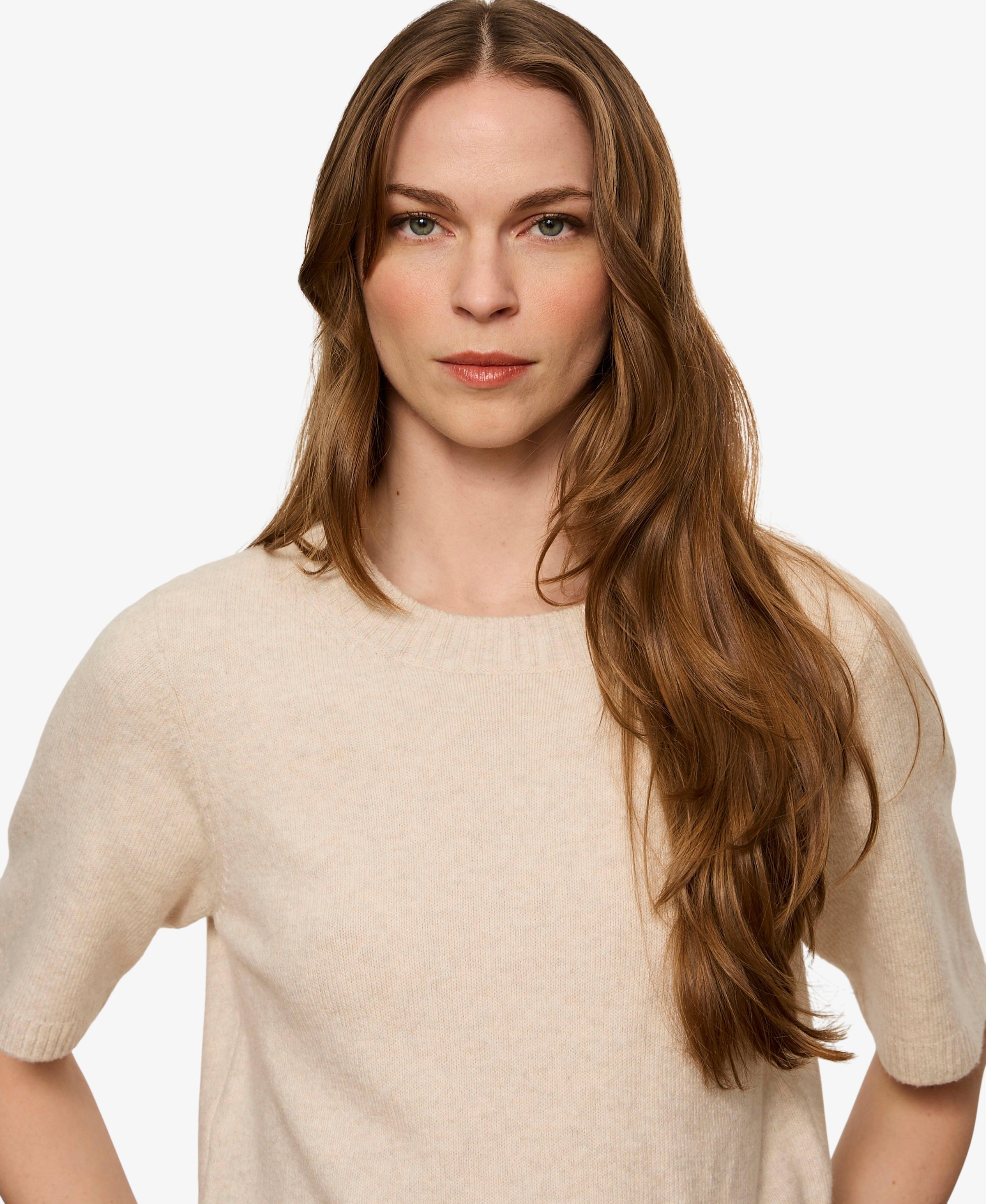 Sanctuary Perfect Sweater Tee - Heather Dark Bone-Hand In Pocket