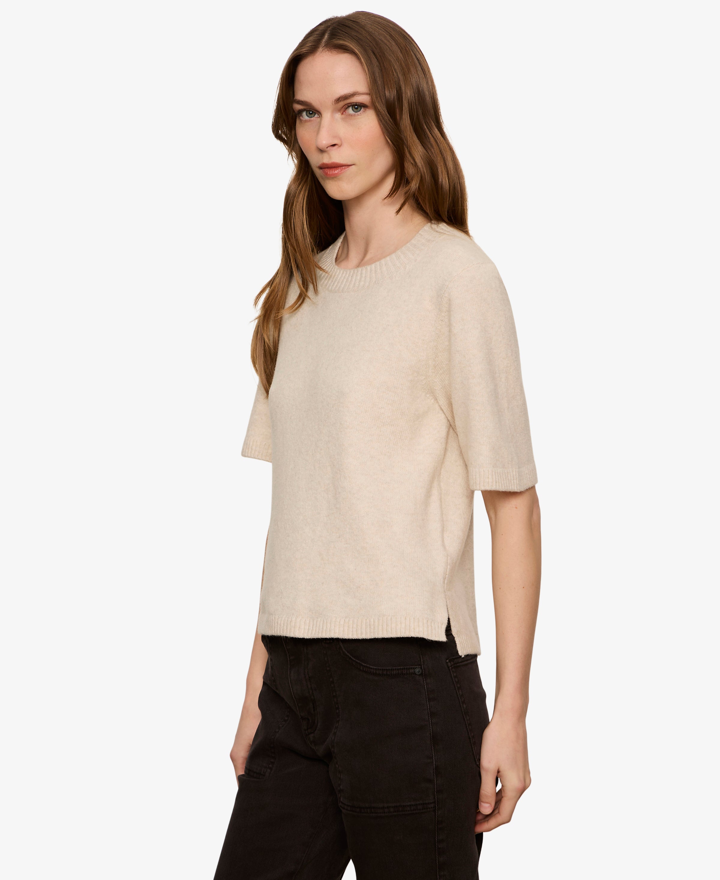 Sanctuary Perfect Sweater Tee - Heather Dark Bone-Hand In Pocket