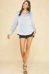 Alice Button Down Blouse- Ice Blue-Hand In Pocket