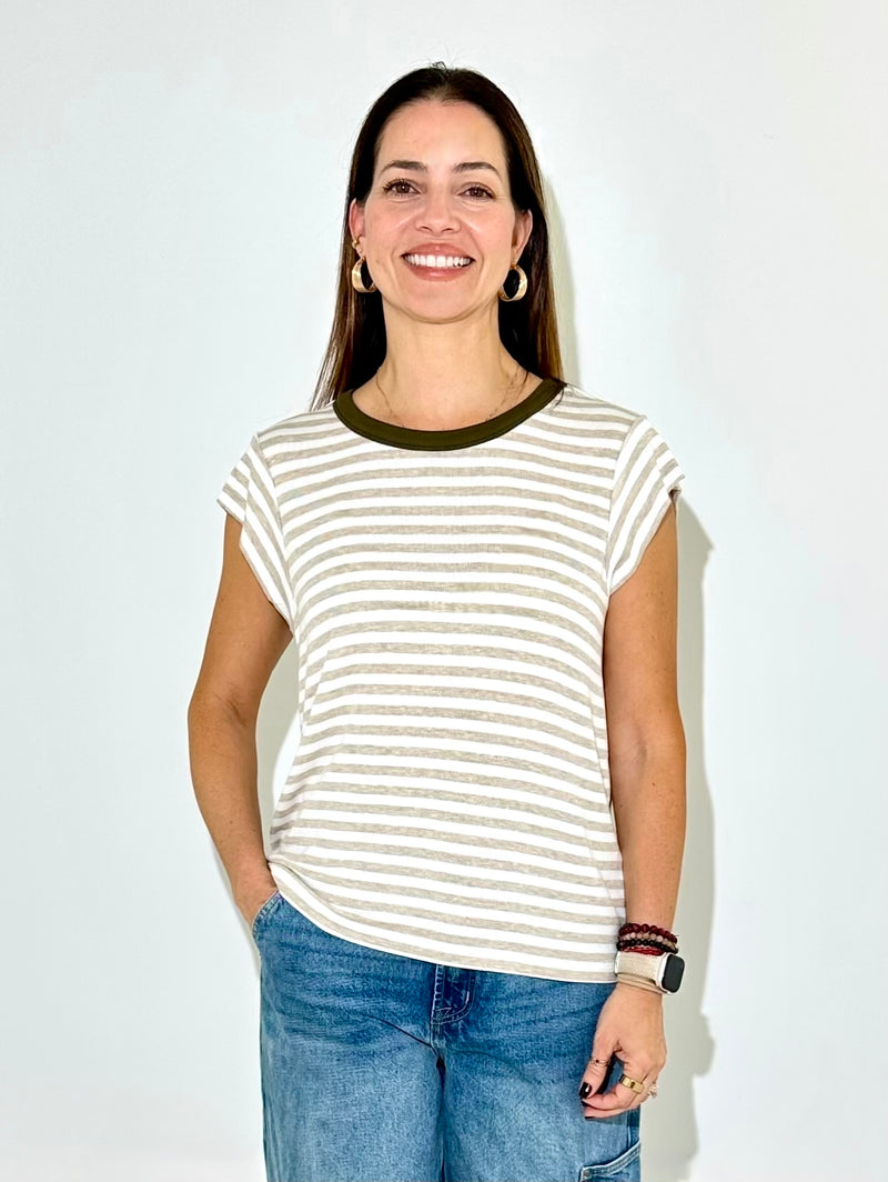 Michael Stars Tanya Tee - Oatmeal-Hand In Pocket