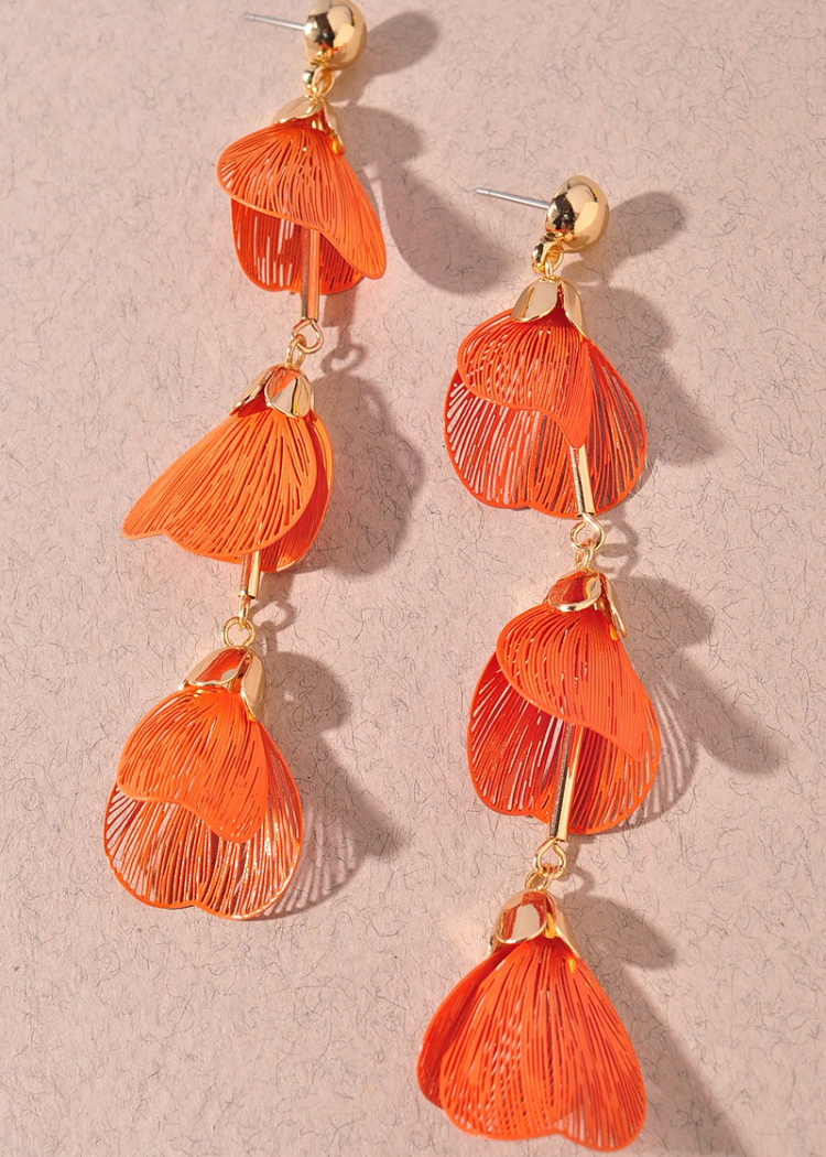 Meadow Leaf Drop Earrings-Orange-Hand In Pocket