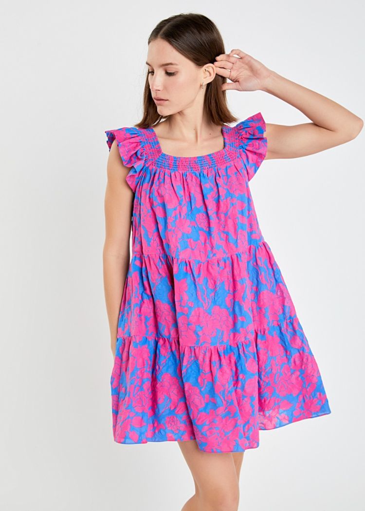Georgina Floral Print Mini Dress-Hand In Pocket