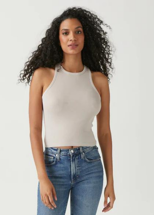 Michael Stars Pina Crop Tank-Cement-Hand In Pocket