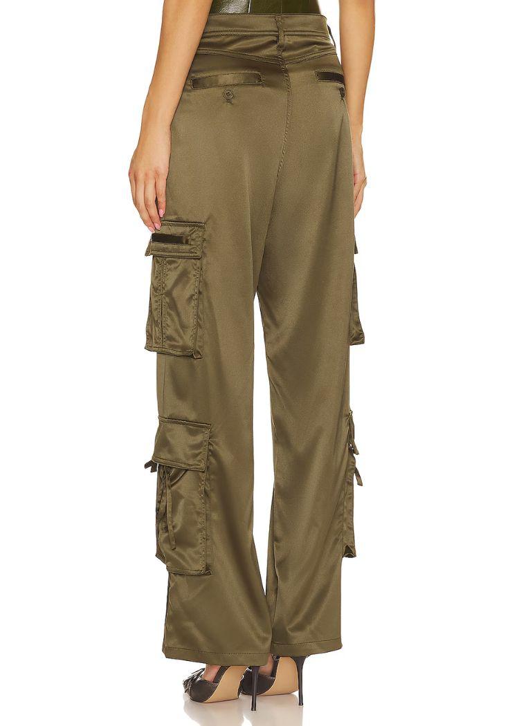 Blank NYC Franklin Cargo Satin Pants- Cocktail Craze-Hand In Pocket