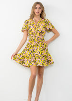 THML Leah Smocked Print Dress-Hand In Pocket