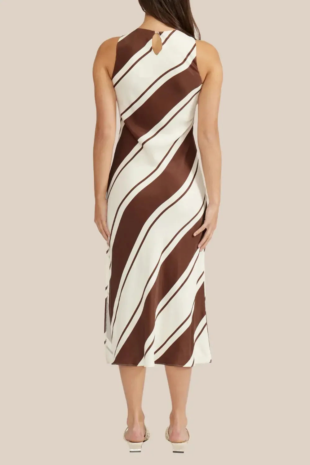 Lucy Paris Davina Bias Dress- Brown Cream-Hand In Pocket