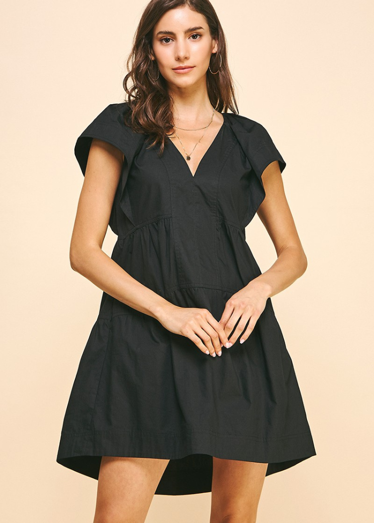 Kyma Sleeveless Tiered Mini Dress- Black ***FINAL SALE***-Hand In Pocket