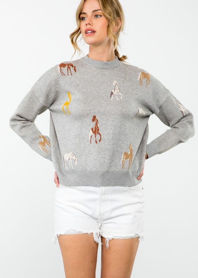THML Ocala Horse Patern Knit Sweater ***FINAL SALE***-Hand In Pocket