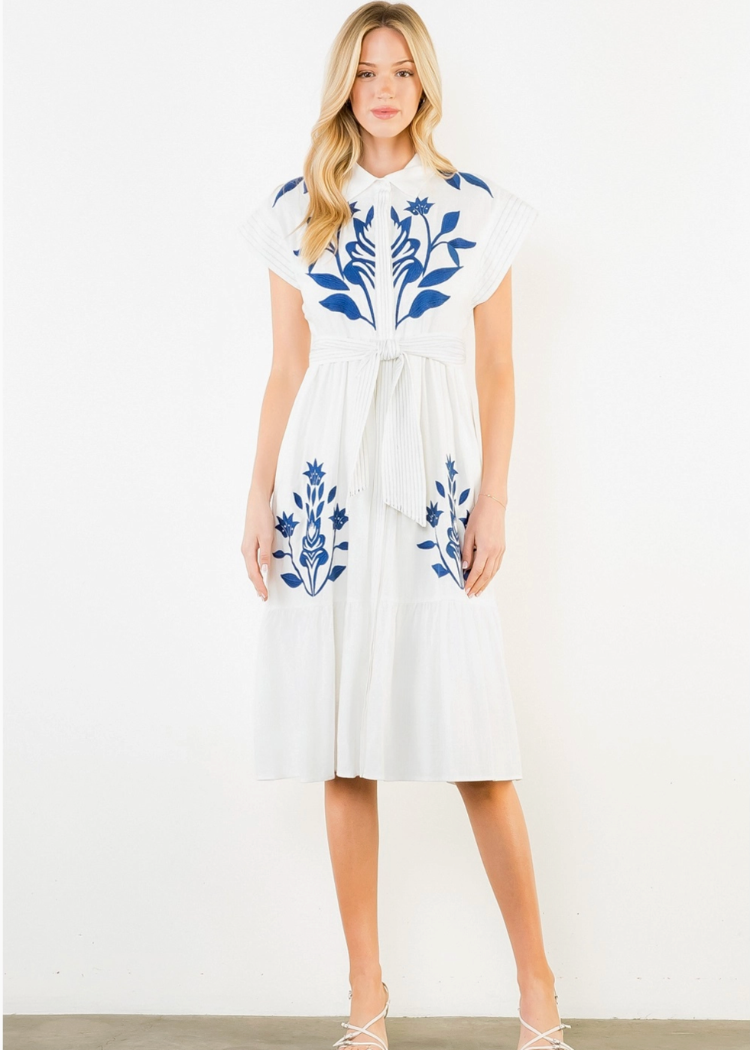 THML Daria Dress - White-Hand In Pocket