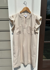 THML Winona Flutter Sleeve Dress-Cream-Hand In Pocket