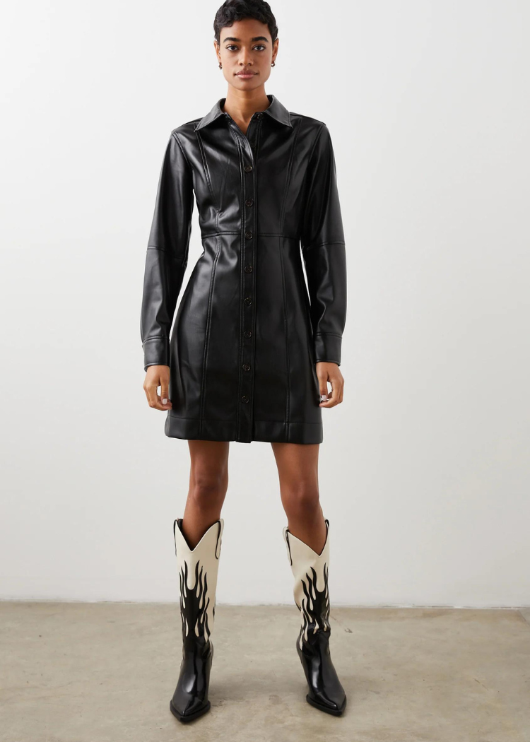Rails Ruby Longsleeve Faux Leather Shirtdress-***FINAL SALE***-Hand In Pocket