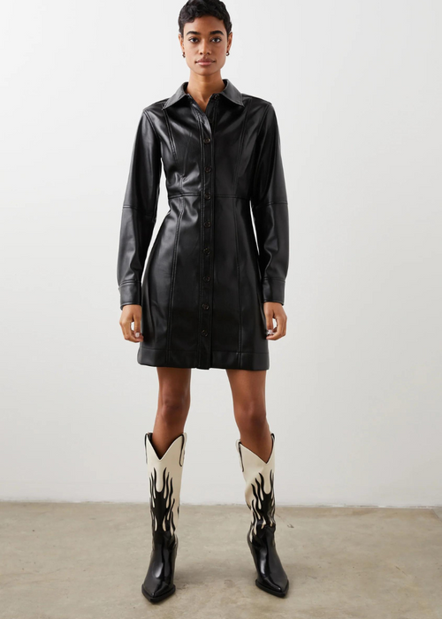 Rails Ruby Longsleeve Faux Leather Shirtdress-***FINAL SALE***-Hand In Pocket