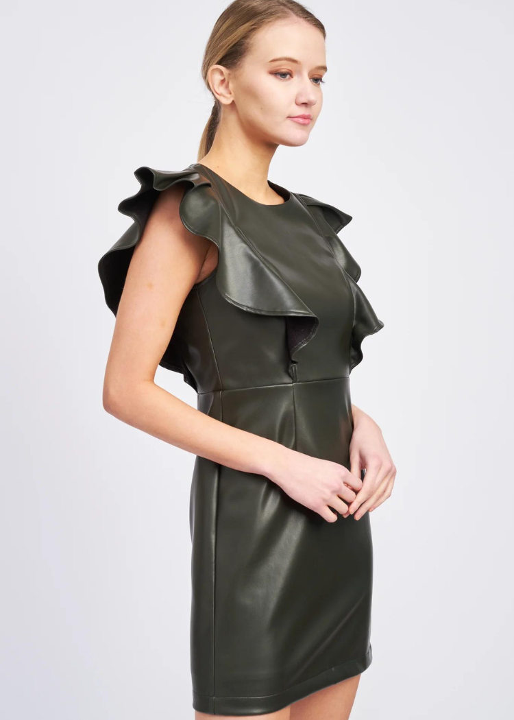 Layne Mini Dress - Olive-Hand In Pocket