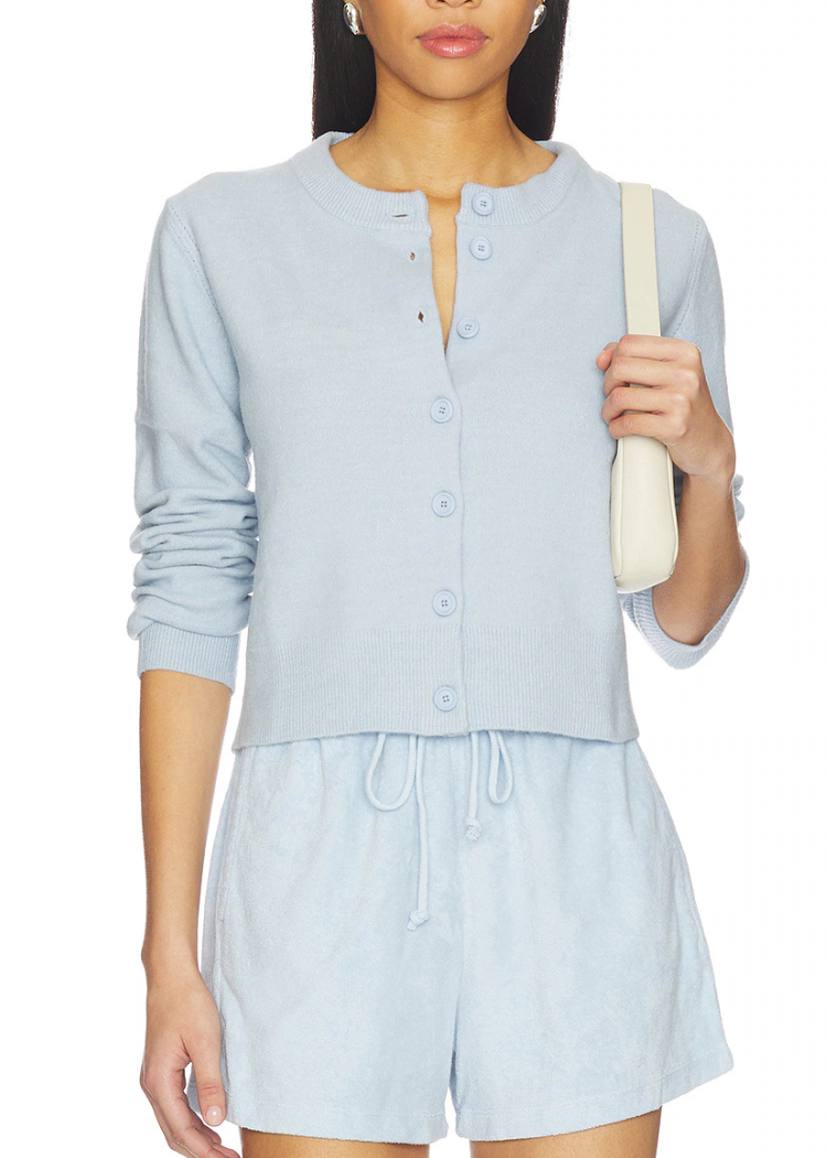 Bobi Classic Slim Cardigan- Cool Blue-Hand In Pocket