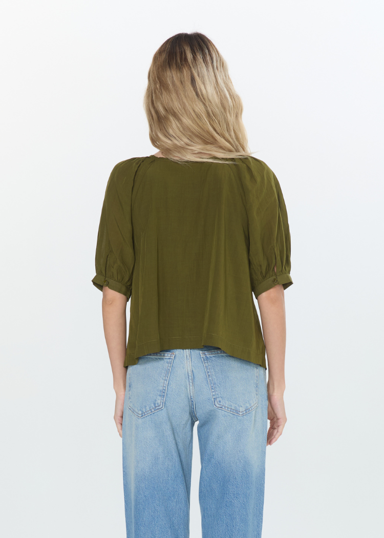 Ciebon Mazie Blouse - Green Moss-Hand In Pocket