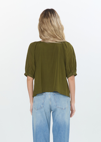Ciebon Mazie Blouse - Green Moss-Hand In Pocket