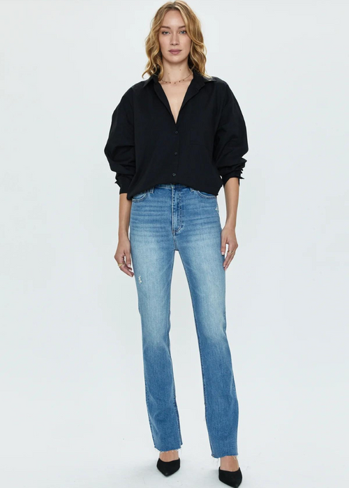 Pistola Sloane Oversized Button Down Shirt - Noir-Hand In Pocket