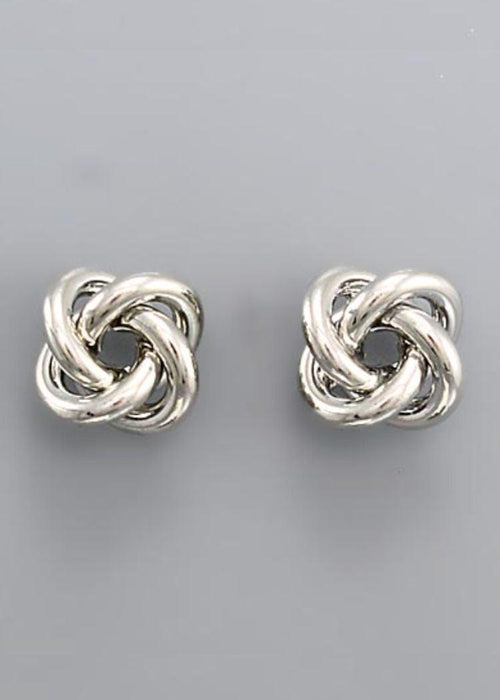 Athena Eternity Knot Earrings- Silver-Hand In Pocket