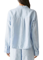 Michael Stars Gracie Button Down Shirt-Water-Hand In Pocket