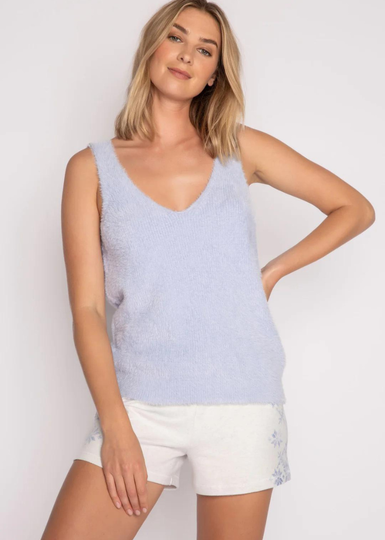 Clea Tank Feather Knit - Blue Mist-Hand In Pocket