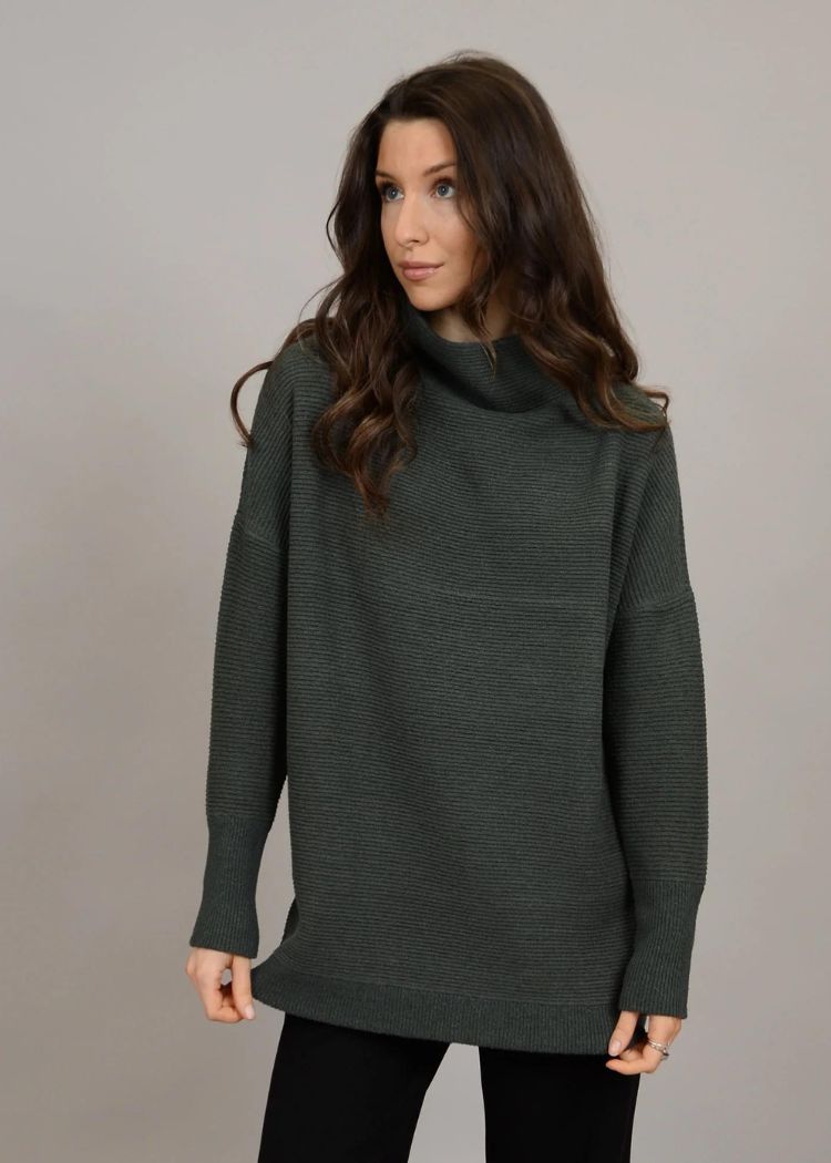 RD Style Nancy Ottoman Mockneck- Dark Ivy ***FINAL SALE***-Hand In Pocket