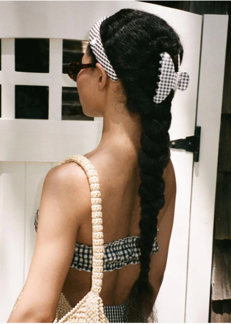 Big Effing Claw Clip - Navy Gingham