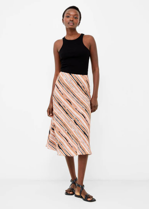 French Connection Gaia Flavia Textured Skirt - Mocha Mousse-Hand In Pocket