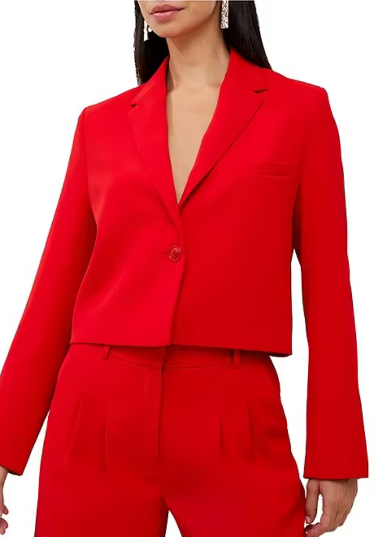 French Harry Connection Cropped Blazer-Scarlet ***FINAL SALE***-Hand In Pocket