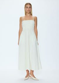 Pistola Bianca Dress - Sage Egret Stripe-Hand In Pocket