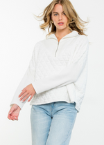 THML Jackson Half Zip Sweater - White- ***FINAL SALE***-Hand In Pocket