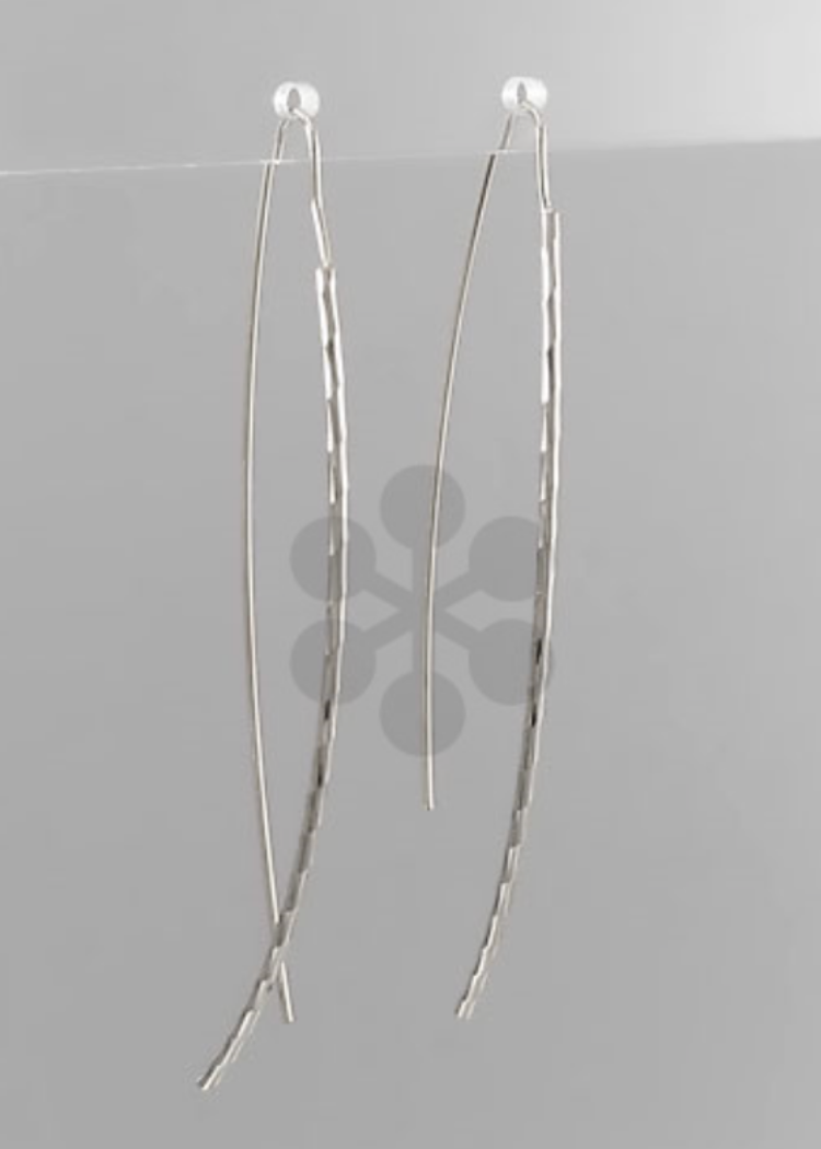 Leisle Curved Bar Earring-Silver-Hand In Pocket
