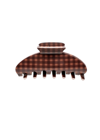 Big Effing Claw Clip Fireside - Brown Gingham-Hand In Pocket