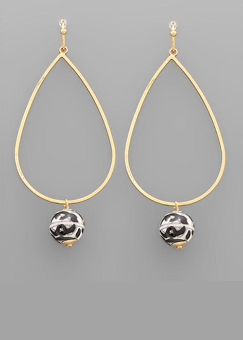 Basma Ceramic Ball Earrings- Black/Gold-Hand In Pocket