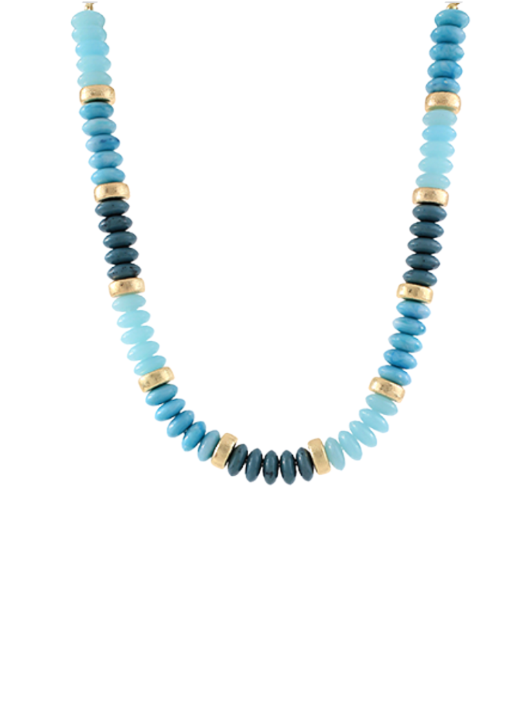 Freya Stone Beaded Necklace - Turquoise/Gold