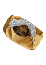 Melie Bianco Estela Velvet Top Handle Bag-Gold-Hand In Pocket