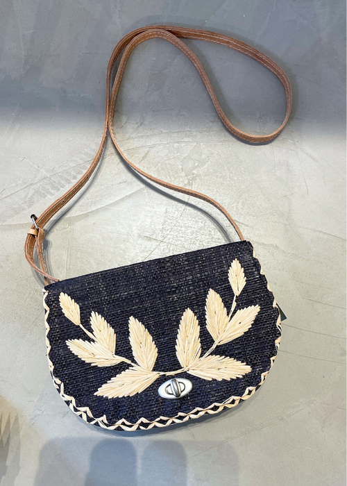 70's Embroidered Vines Straw Crossbody Bag-Hand In Pocket