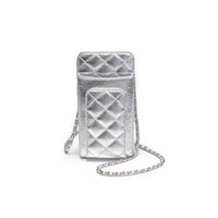 Brianna Cell Phone Crossbody: Silver-Hand In Pocket
