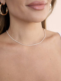 Clear Crystal Tennis Necklace with 18k Gold Plating / One Size