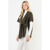THML Casey Knitted Cardigan - Olive-Hand In Pocket