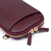 Karen Cell Phone Crossbody: Burgundy-Hand In Pocket