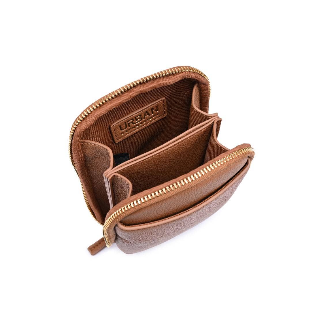 Karen Cell Phone Crossbody: Tan-Hand In Pocket