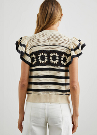 Rails Penelope Top - Oat Navy Crochet Stripe-Hand In Pocket