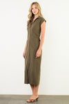 THML Leena Ruched Dress - Vine-Hand In Pocket
