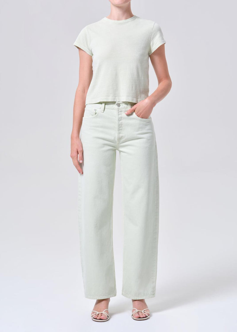 Agolde Arc Jean- Mint Cream-Hand In Pocket