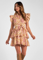 Elan Gracie Ruffle Sleeve Dress-Hand In Pocket